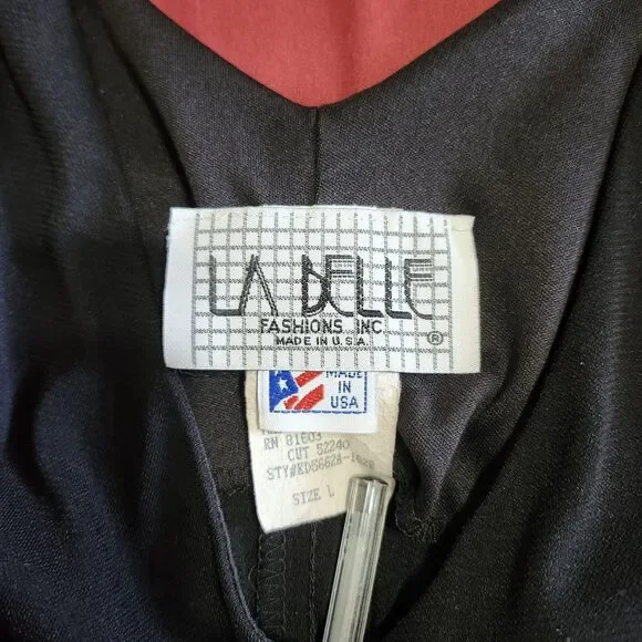 Vintage La Belle Black Dress Y2K V-Neck Ruffle Cap Sleeve Empire Maxi L 90s Y2K - Picture 6 of 10